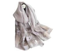 LumiSyne Sciarpa Di Seta Di Gelso Foulard Chiffon Donna Delicato Ricamo a Fiore Di Loto Tulle Trasparente Leggero Morbido Sciarpa Lunga Scialle Di Protezione Solare Stole Primavera Autunno