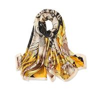 LumiSyne Sciarpa Di Seta Donna Fiore Di Loto Stampato Motivi Geometriche Stile Retrò Lusso Lungo Foulard Morbido Calda Stole Protezione Solare Scialle Quattro Stagioni