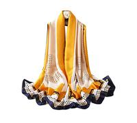 LumiSyne Sciarpa Di Seta Donna Fiore Foglia Stampato Artistiche Abbinamento Colore Delle Splicing Moda Foulard Lungo Stole Scialle Avvolgere Collo Sciarpe Calda Protezione Solare Quattro Stagioni