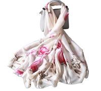 LumiSyne Sciarpa Di Seta Donna Fiore Stampato Moda Ed Elegante Stile Scialle Lungo e Morbido Foulard Calda Stole Protezione Solare Quattro Stagioni