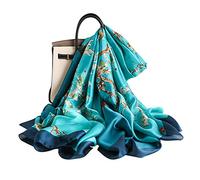 LumiSyne Sciarpa Di Seta Donna Fiore Stampato Moda Ed Elegante Stile Scialle Lungo e Morbido Foulard Calda Stole Protezione Solare Quattro Stagioni