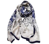 LumiSyne Sciarpa Di Seta Donna Fiore Stampato Moda Ed Elegante Stile Scialle Lungo e Morbido Foulard Calda Stole Protezione Solare Quattro Stagioni