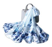 LumiSyne Sciarpa Di Seta Donna Fiore Stampato Moda Ed Elegante Stile Scialle Lungo e Morbido Foulard Calda Stole Protezione Solare Quattro Stagioni