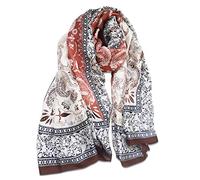 LumiSyne Sciarpa Di Seta Donna Fiore Stampato Moda Ed Elegante Stile Scialle Lungo e Morbido Foulard Calda Stole Protezione Solare Quattro Stagioni