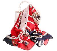 LumiSyne Sciarpa Di Seta Donna Foulard Stampata Retrò Stile Moda Scialle Quadrato Grande Stole Protezione Solare Fazzoletto Da Collo Fazzoletti Da Testa Tutte Le Stagioni