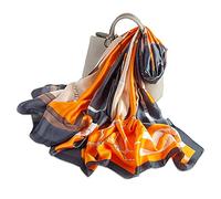 LumiSyne Sciarpa Di Seta Donna Modello Di Dipinti Vintage Girasole Floreale Stile Etnico Sciarpa Lunga Grande Scialle Abito Da Spiaggia Protezione Solare Stole Per Tutte Le Stagioni