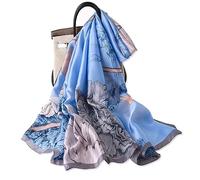 LumiSyne Sciarpa Di Seta Donna Modello Di Dipinti Vintage Girasole Floreale Stile Etnico Sciarpa Lunga Grande Scialle Abito Da Spiaggia Protezione Solare Stole Per Tutte Le Stagioni