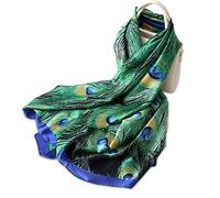 LumiSyne Sciarpa Di Seta Morbida Donna Stampa Animalier Sciarpa Leopardata Stampa Pavone Cavallo Lunghi Stole Scialle Protezione Solare Per Tutte Le Stagioni