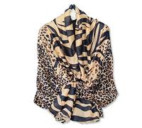 LumiSyne Sciarpa Di Seta Morbida Donna Stampa Animalier Sciarpa Leopardata Stampa Pavone Cavallo Lunghi Stole Scialle Protezione Solare Per Tutte Le Stagioni