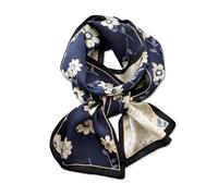 LumiSyne Sciarpa Di Seta Stretta Donna Fiore Foglia Stampato Motivo Di Pittura Colorata Raso Sottile Lunga Fazzoletto Da Collo Leggera Sciarpa Fascia Per Capelli Copricapo Foulard Nastro