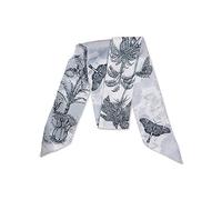 LumiSyne Sciarpa Di Seta Stretta Donna Ragazze Lungo Sottile Fazzoletto Da Collo Albero Fiore Stampata Motivo Lettere Stile Artistico Retrò Sottile Nastro Sciarpa In Raso Copricapo Fascia Per Capelli