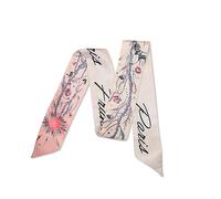 LumiSyne Sciarpa Di Seta Stretta Donna Ragazze Lungo Sottile Fazzoletto Da Collo Fiore Stampato Motivo Lettere Stile Artistico Romantico Sottile Nastro Sciarpa In Raso Copricapo Fascia Per Capelli