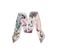 LumiSyne Sciarpa Di Seta Stretta Donna Ragazze Lungo Sottile Fazzoletto Da Collo Leopardo Stampa Animalier Motivo Fiore Colorato Sottile Foulard In Raso Copricapo Fascia Per Capelli Nastro Sciarpa
