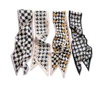 LumiSyne Sciarpa Di Seta Stretta Donna Ragazze Lungo Sottile Fazzoletto Da Collo Motivo a Pois a Quadri Classico Stile Francese Retrò Leggera Raso Foulard Copricapo Fascia Per Capelli Nastro Sciarpa