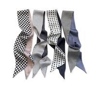 LumiSyne Sciarpa Di Seta Stretta Donna Ragazze Lungo Sottile Fazzoletto Da Collo Motivo a Pois a Quadri Classico Stile Francese Retrò Leggera Raso Foulard Copricapo Fascia Per Capelli Nastro Sciarpa