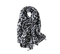 LumiSyne Sciarpa Donna Moda Leopardo Stampa Animalier Classiche Vintage Foulard In Cotone e Lino Con Nappa Lungo Calda Stole Protezione Solare Scialle Quattro Stagioni
