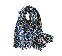 LumiSyne Sciarpa Donna Moda Leopardo Stampa Animalier Classiche Vintage Foulard In Cotone e Lino Con Nappa Lungo Calda Stole Protezione Solare Scialle Quattro Stagioni