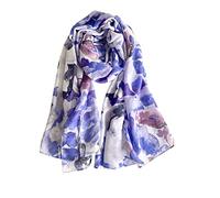 LumiSyne Sciarpe In Cotone Donna Farfalle Fiore Stampato Tessuta a Spina Di Pesce Lungo Morbido Foulard Leggera Scialle Stole Protezione Solare Quattro Stagioni