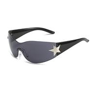 LumiSyne Y2K Occhiali Da Sole, Stella Occhiali Parasole, Lente Un Pezzo Colorata Trasparente, Futuristico Senza Montatura, Occhiali Da Sole Avvolgenti Oversize, Occhiali UV400, Fotografia All'Aperto