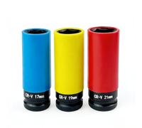 LUMITERRA Set Bussole a Impatto 1/2", 3 pezzi, 17mm, 19mm, 21mm Chiavi a Bussola Macchina per Dadi Ruote, con Custodia in Plastica, Adatto per Chiavi a Percussione, Chiavi Pneumatiche