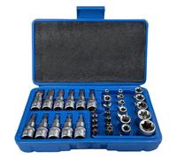 LUMITERRA Set di 34 Chiavi a Bussola Torx E4-E20 T10-T60 Femmina e Maschio Inserti, Materiale in Acciaio al Carbonio, Durevole, per Riparazione Auto, Biciclette, Lavoro Meccanico, Blu