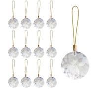 LUMITI 12 palline di Natale in cristallo ornamentali, mini prisma rotondo da 3,8 cm, decorazioni per albero di Natale, ornamenti da appendere per feste di nozze, decorazioni per la casa (trasparente)