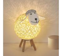 Lumiup Lampada da Comodino Bambini, Piccola Pecora Carina Lampada da Tavolo Intrecciata, Lampada da Scrivania, Luce da Comodino, Châssis en Bois, Luce Notturna per Bambini (3000K Luce Calda)