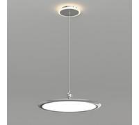 Lumo a sospensione rotondo minimalista Lampada appesa cromata per sala da pranzo Lampada sulla tabella, luci a filo sospensione regolabile altezza 31 W Luce a tre colori a tre colori LED Aqiong