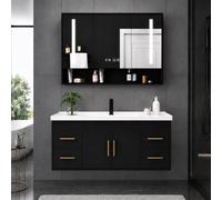 LumoHaus Mobile Bagno con Lavabo e Specchio Intelligente, Mobili Bagno con Lavabo Sospeso, Lavatoio con Mobile, Lavabo in Ceramica e Armadietto Contenitore