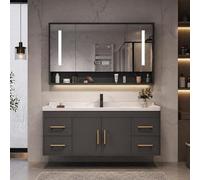 LumoHaus Mobile Bagno con Lavabo e Specchio Intelligente, Mobili Bagno con Lavabo Sospeso, Lavatoio con Mobile, Lavabo in Ceramica e Armadietto Contenitore