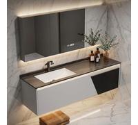 LumoHaus Mobile Bagno con Lavabo, Specchio Bagno con Luce, Mobiletto Bagno Sottolavabo, Mobili Bagno con Lavabo Moderno, Specchio Contenitore Bagno, Armadietto Bagno, Mobile Bagno Sospeso