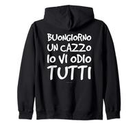 LUMOMIX Felpa con Cappuccio Unisex Ragazzo Grigio Melange S M Ironica Cazzo Io Vi Odio Tutti