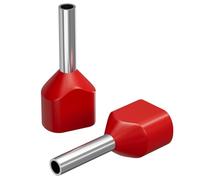 Lumonic 100 ghiere TWIN da 1mm² isolate in rosso I La lunghezza della ghiera doppia per 2 fili è di 8mm I Stagnata per proteggere dalla corrosione