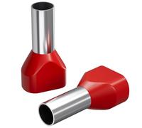 Lumonic 100 x 10mm² manicotti terminali per cavi TWIN in rosso I La lunghezza del puntalino twin per 2 fili è di 12mm I Stagnato per proteggere dalla