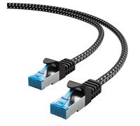 Lumonic CAT8.1 Cavo Patch S/FTP 0,25m | RJ45 | Nero Bianco Look in nylon premium | Ethernet LAN | Cavo di rete