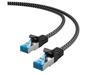 Lumonic CAT8.1 Cavo Patch S/FTP 0,5m | RJ45 | Nero Bianco Look in nylon premium | Ethernet LAN | Cavo di rete
