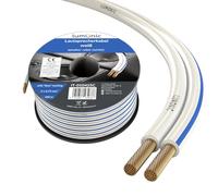 Lumonic Cavi per altoparlanti | 100m Bianco | 2x 0,75mm² CCA | Marcatura blu Cavo per diffusori HiFi | Linea audio doppia