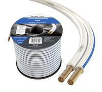 Lumonic Cavi per altoparlanti | 100m Bianco | 2x 1,5mm² CCA | Marcatura blu Cavo per diffusori HiFi | Linea audio doppia