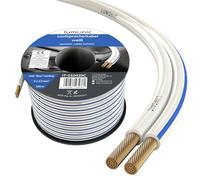 Lumonic Cavi per altoparlanti | 100m Bianco | 2x 2,5mm² CCA | Marcatura blu Cavo per diffusori HiFi | Linea audio doppia