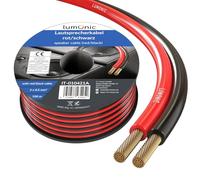 Lumonic Cavi per altoparlanti | 100m Rosso Nero | 2x 0,5mm² CCA | Cavo per diffusori HiFi | Linea audio doppia