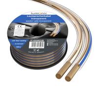 Lumonic Cavi per altoparlanti | 100m Trasparente | 2x 0,5mm² CCA | Marcatura blu Cavo per diffusori HiFi | Linea audio doppia