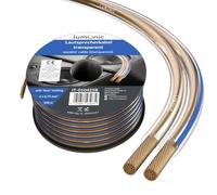 Lumonic Cavi per altoparlanti | 100m Trasparente | 2x 0,75mm² CCA | Marcatura blu Cavo per diffusori HiFi | Linea audio doppia
