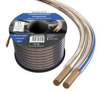 Lumonic Cavi per altoparlanti | 100m Trasparente | 2x 2,5mm² CCA | Marcatura blu Cavo per diffusori HiFi | Linea audio doppia