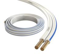 Lumonic Cavi per altoparlanti | 10m Bianco | 2x 0,5mm² CCA | Marcatura blu Cavo per diffusori HiFi | Linea audio doppia