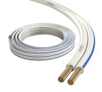 Lumonic Cavi per altoparlanti | 10m Bianco | 2x 0,75mm² CCA | Marcatura blu Cavo per diffusori HiFi | Linea audio doppia