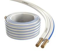 Lumonic Cavi per altoparlanti | 10m Bianco | 2x 4mm² CCA | Marcatura blu Cavo per diffusori HiFi | Linea audio doppia