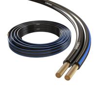 Lumonic Cavi per altoparlanti | 10m Nero | 2x 0,75mm² CCA | Marcatura blu Cavo per diffusori HiFi | Linea audio doppia