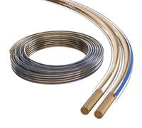 Lumonic Cavi per altoparlanti | 10m Trasparente | 2x 0,5mm² CCA | Marcatura blu Cavo per diffusori HiFi | Linea audio doppia
