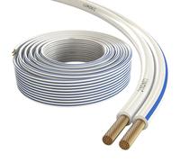 Lumonic Cavi per altoparlanti | 50m Bianco | 2x 0,5mm² CCA | Marcatura blu Cavo per diffusori HiFi | Linea audio doppia