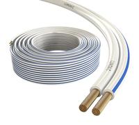 Lumonic Cavi per altoparlanti | 50m Bianco | 2x 0,75mm² CCA | Marcatura blu Cavo per diffusori HiFi | Linea audio doppia